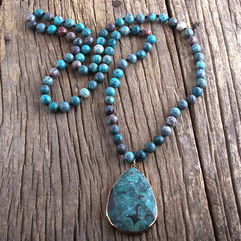 Fashion Boho Jewelry Natural Stones With Semi Precious Pendant Necklaces Women Bohemia Necklace Gift