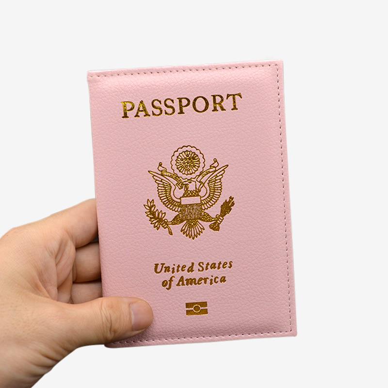 Personalised Passport Cover women With Name USA Cute Pink Personalized Passport Holder designer Travel Passport Case Pouch - Charlie Dolly