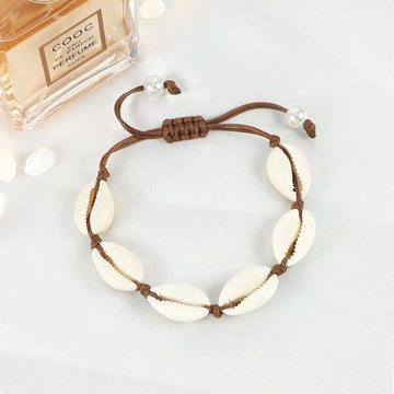 Vintage Boho Shell Bracelet Handmade Rope Chain Natural Shell Cowrie Charm Strand Bracelet Women Femme Ankle Jewelry Party Gifts