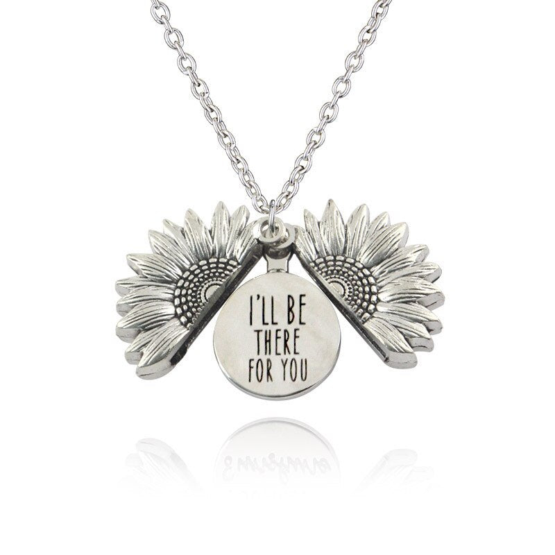 You Are My Sunshine Open Locket Sunflower Necklace Boho Jewelry Stainless Steel Friendship Gifts Letter Necklace Collier - Charlie Dolly