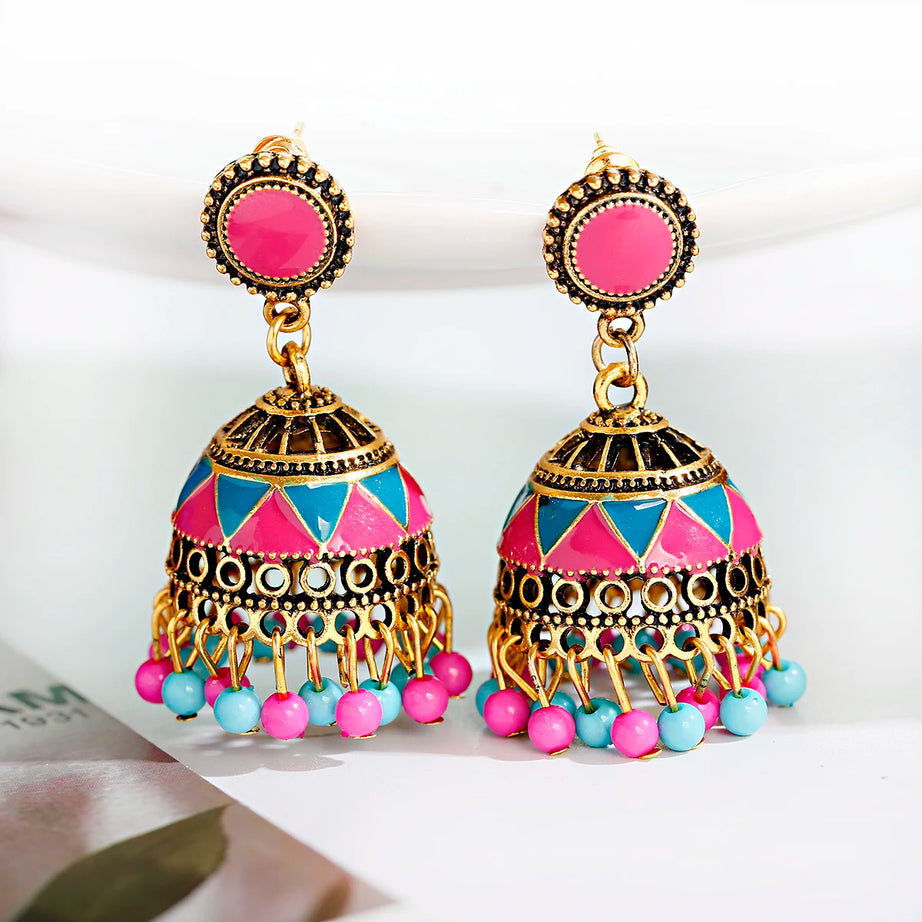 Pearl Bead Indian Jhumka Hanging Earrings Jewelry
