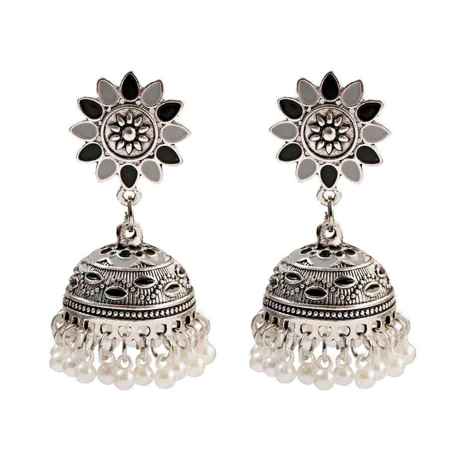 Pearl Bead Indian Jhumka Hanging Earrings Jewelry