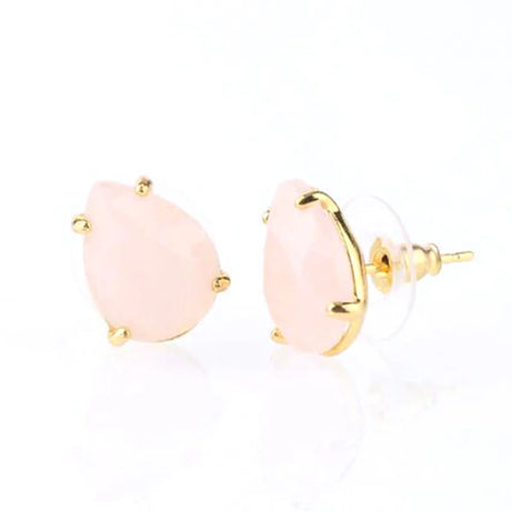 Crystal Stud Earrings for Women Girls Waterdrop Round Oval Shape Natural Lapis Lazuli Amethyst Faceted Stone Earring Jewelry - Charlie Dolly