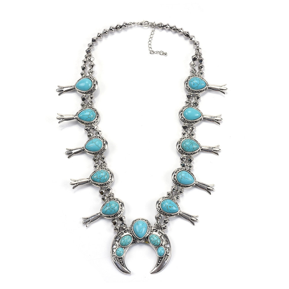 Bohemian Resin Stone Vintage Statement Choker Necklaces Women Fashion Indian Maxi Long Horn Pendants Necklace - Charlie Dolly
