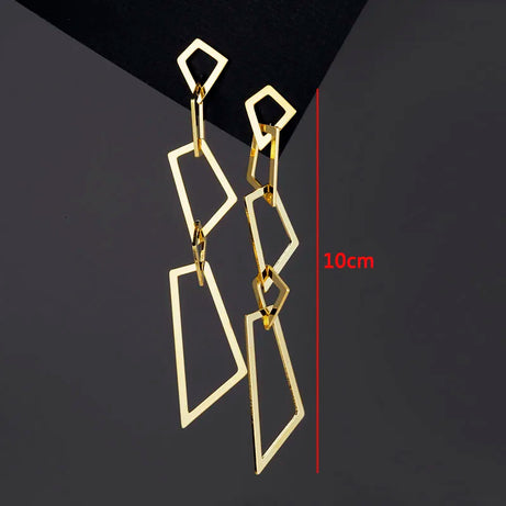 Twisted Gold Metal Geometric Dangle Earrings Jewelry