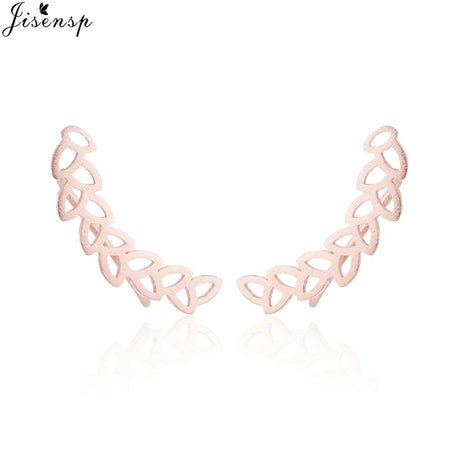 Jisensp بوهو خمر أوراق نباتية الأذن المتسلقين بيان أقراط للنساء مجوهرات الزفاف يترك فرع الأذن الزواحف