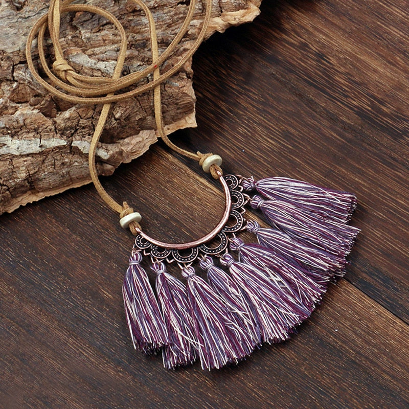 Boho Style 2022 Tassel Necklace Women Fashion Jewelry Rope Chain Boho Choker 2022 Fall And Winter Sweater Chain Women Jewelry - Charlie Dolly