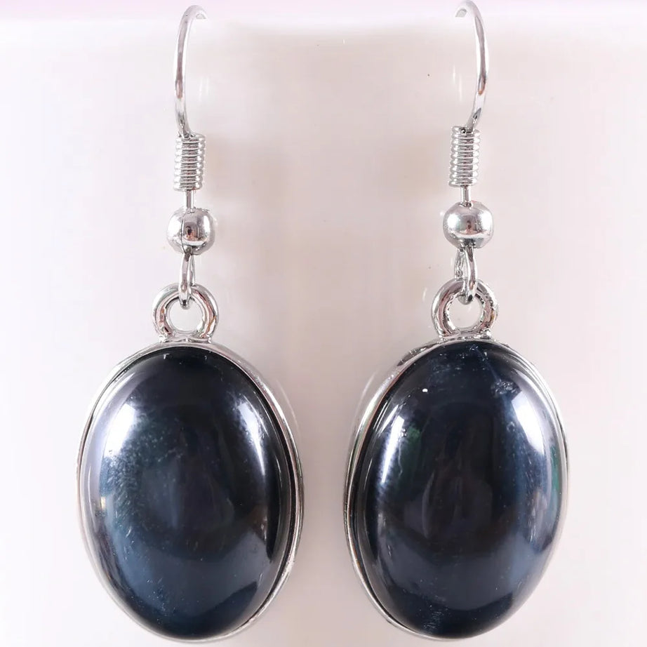 White Opal Lapis Cabochon Drop Earrings Jewelry