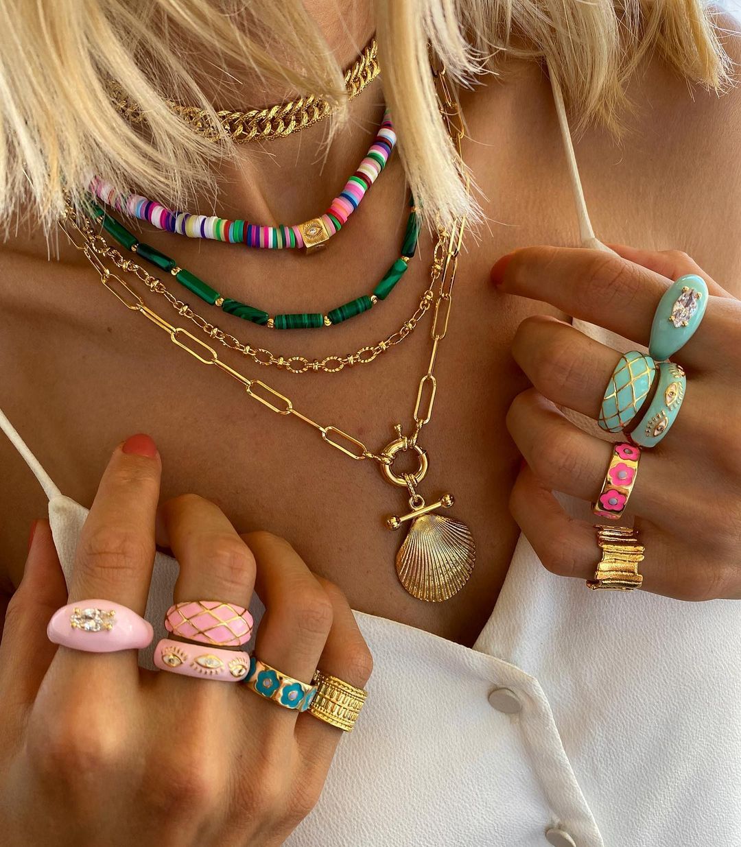 Boho Classic Vintage Jewelry Necklace For Woman heart shell Turkish Eyes Accessories Short Choker Fashion Charm - Charlie Dolly