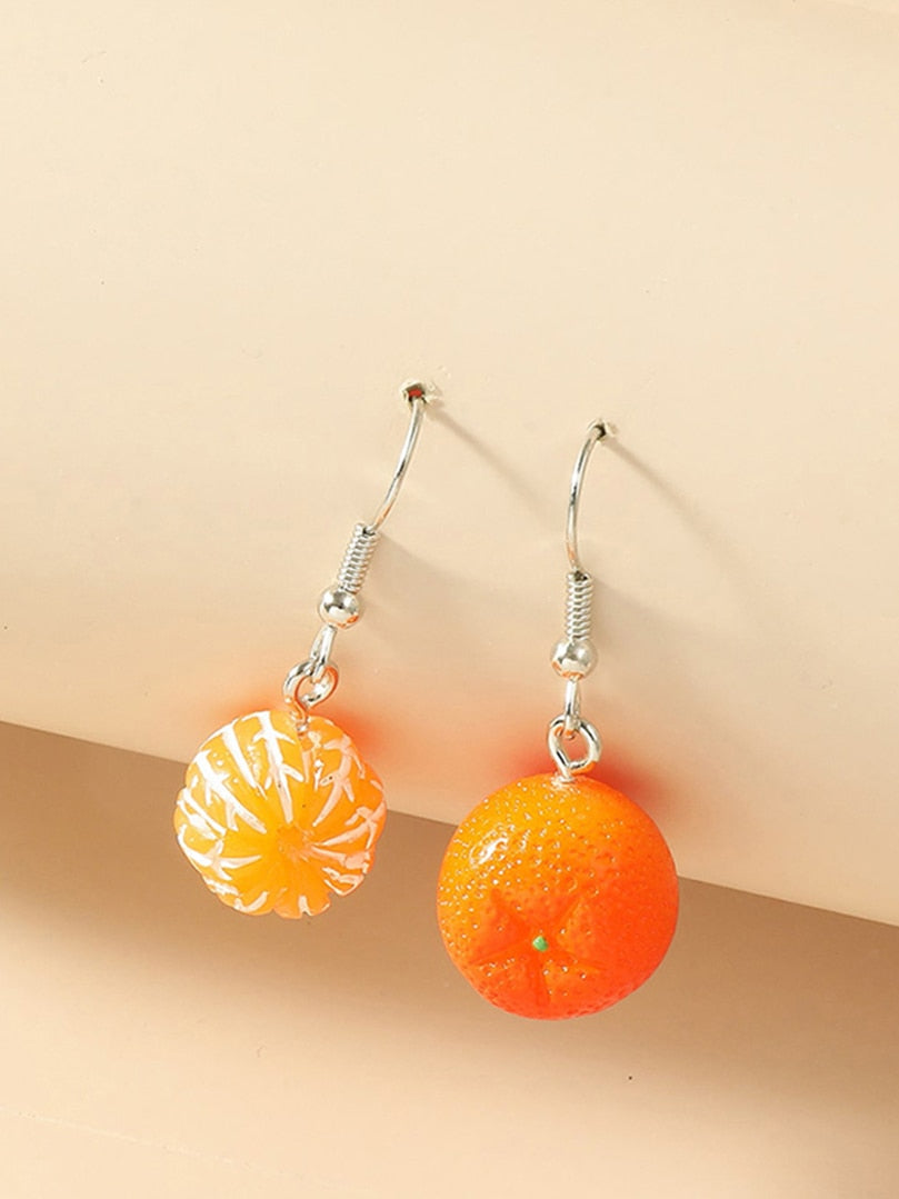 Unusual Earing Women Orange Fruit Drop Hanging Earrings 2023 for Teen Funny Girls Female Ear Rings Jewelry Gift Stainless Steel