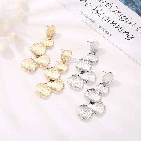 Irregular Disc Multilayer Long Drop Earrings Jewelry