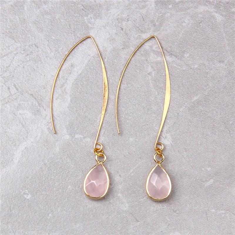 Tear Drop Earings For Women Natural Amethysts Pendant Drop Earrings Elegant Party Jewelry Women Long Dangle Earrings Femme Gifts