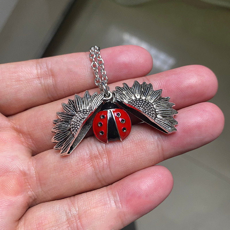 Fashion Ladybird Open Locket Sunflower Necklace Boho Jewelry Alloy Friendship Gifts Ladybug Accessories - Charlie Dolly