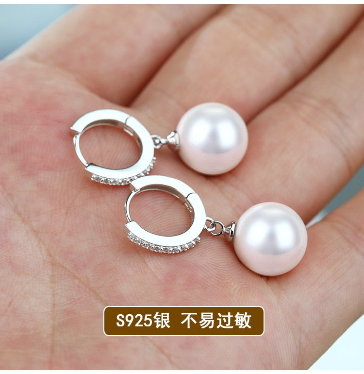 LByzHan 2020 Pearl Earrings Genuine Natural Freshwater Pearl 925 Sterling Silver Earrings Pearl Jewelry For Wemon Wedding Gift