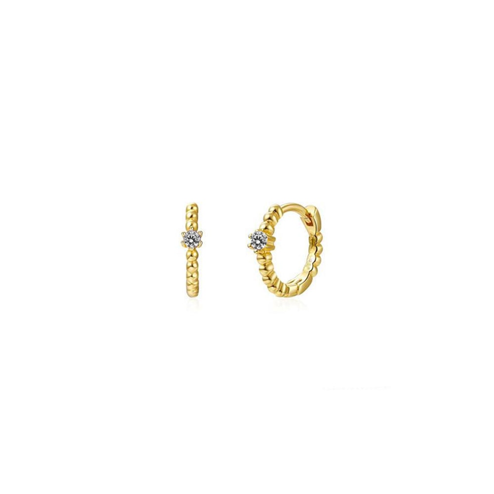ANDYWEN 925 Sterling Silver 8mm Beads Huggies Middle Hoop Crystal Women Party Piercing Pendiente Clips Wedding Rock Punk Jewelry - Charlie Dolly