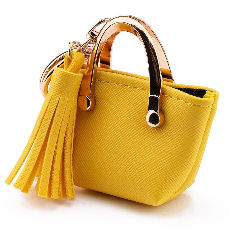 ZG Mini Small Bag Keychain Coin Purse Pink Blue Red Decoration Key Chains PU Leather Bag Storage Pendant Fashion Cute Jewelry - Charlie Dolly