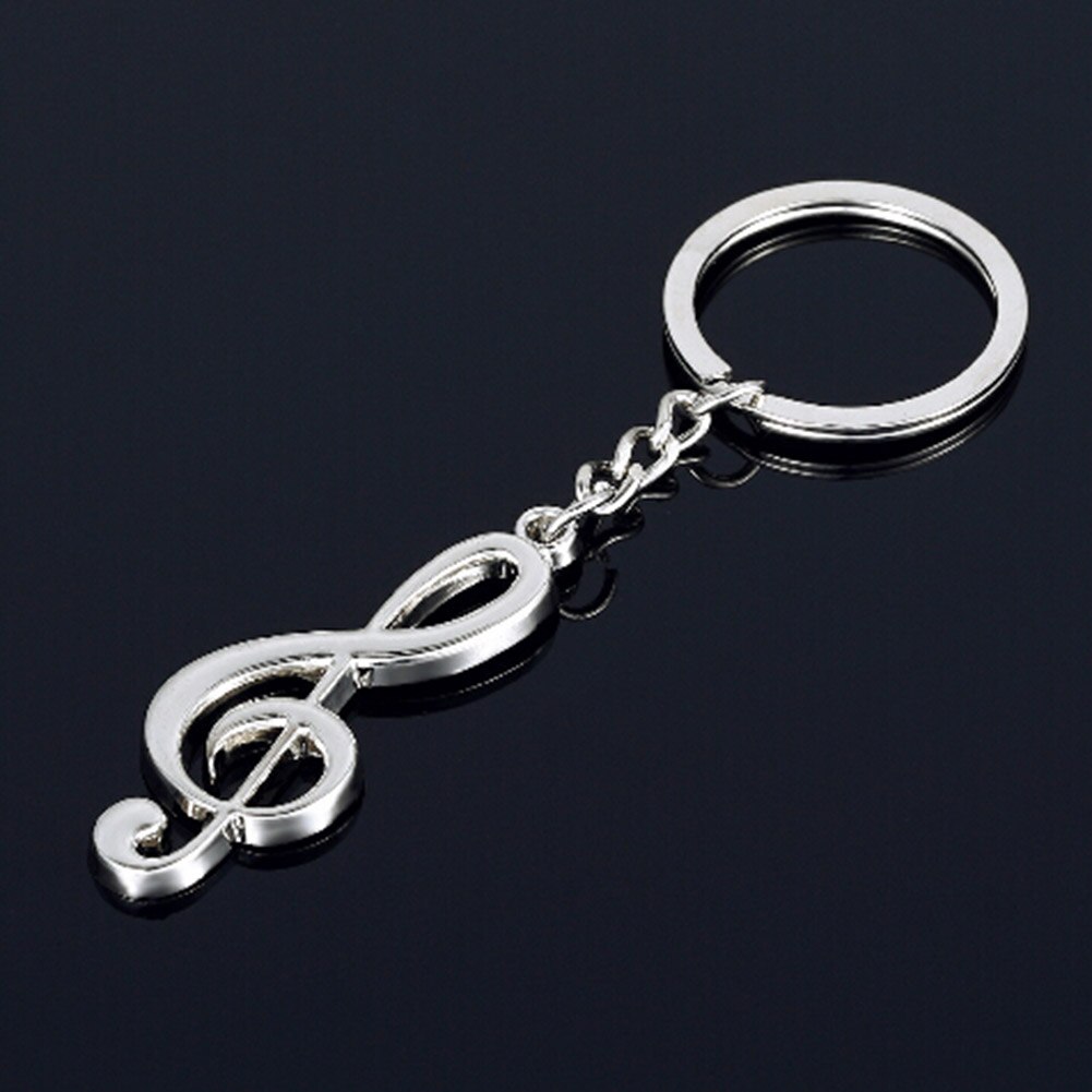 1Pcs Key Chain Key Ring Silver Plated Musical Note Keychain For Car Metal Music Symbol Key Chains - Charlie Dolly