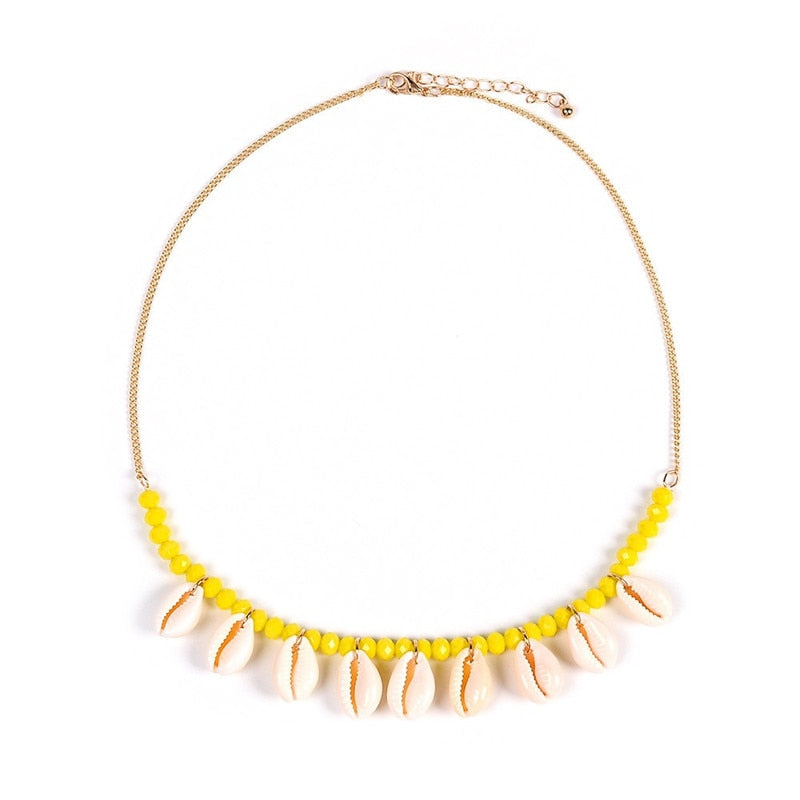 Boho Puka Sea Shell Necklace for Women Red Beads Choker Cowrie Pendants Necklaces Conchas Seashell Jewelry collier femme - Charlie Dolly