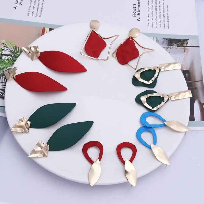 Red Earrings for Women Vintage Big Statement Long Dangle Earrings Wedding Bridal Boho Trendy Earrings Fashion Jewelry 2019