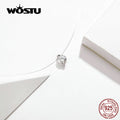 WOSTU Dazzling Crystal Necklaces 925 Sterling Silver Pendant Long Chain Link For Women Wedding Original Fashion Jewelry CQN332 - Charlie Dolly