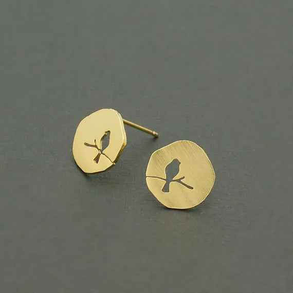 Jisensp Fashion Earing Classic Hollow Vintage Animal Bird On A Branch Stud Earring for Women Party Bijoux Boho Earring Pendiente