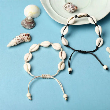 Summer Handmade Adjustable Shell Bracelets for Women Fashion Casual Bracelets Sea Shells Vintage Woven Bracelet Beach Jewelry