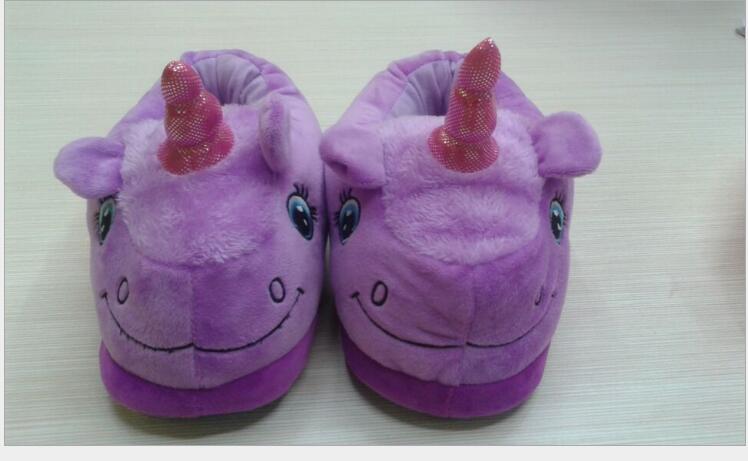 Size 36-41 Adult Unicorn Home Slippers Women Unicornio Pantufa Cute Shoes Cartoon Fur Unisex Indoor Chausson Licorne Chinelo k46 - Charlie Dolly