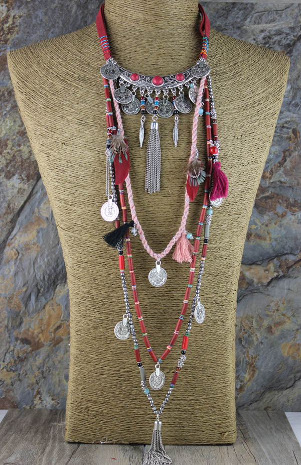Gypsy Statement Vintage Long Necklace Ethnic jewelry boho necklace tribal collar Tibet Jewelry - Charlie Dolly