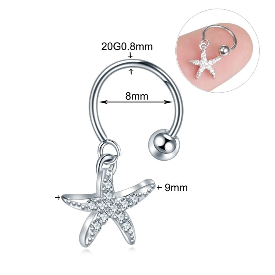 1PC Steel DIY 9Styles CZ Gem Pendant Dangle Hoop Cartilage Earring Helix Tragus Rook Lobe Ear Piercing Fashion Women Jewelry 20G - Charlie Dolly