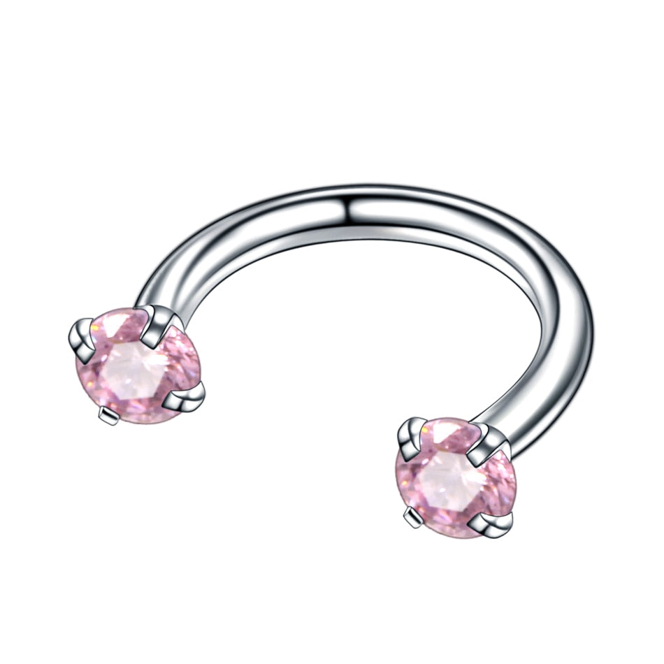 1Pc Crystal Nose Ring Barbells Horseshoe Ring Lip BCR Cartilage Earrings Tragus Piercing Helix Piercing Body Jewelry - Charlie Dolly