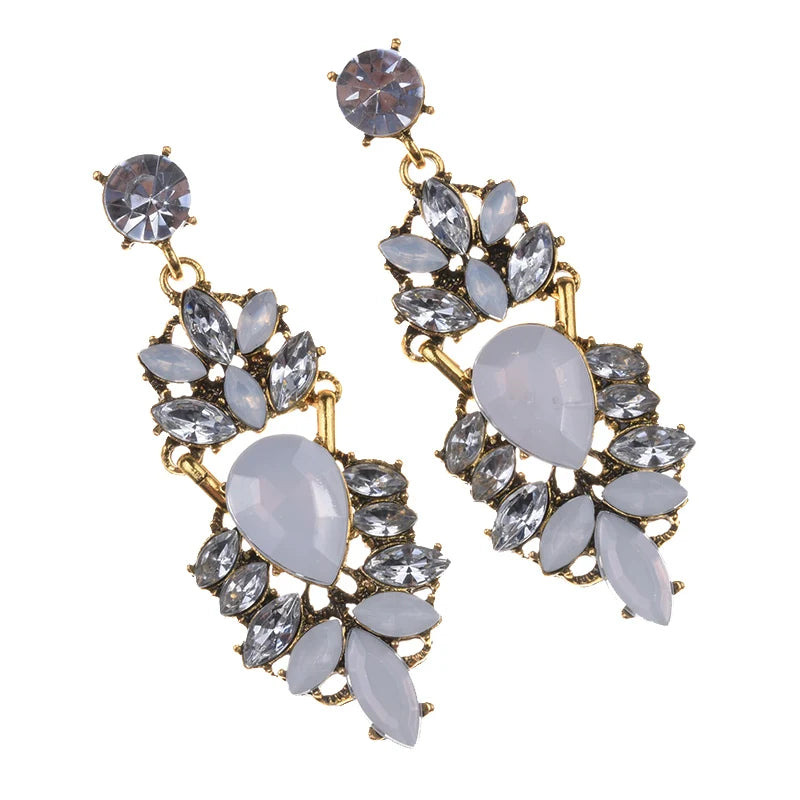 Boho Ethnic Water Crystal Drop Earrings Women's Jewellery Geometric Statement Long Dangle Earring Femme Indian Big Earring