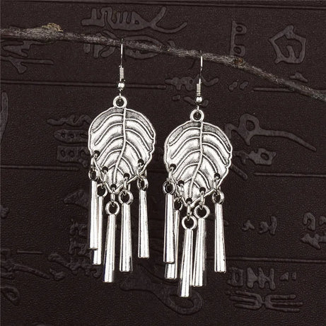 Silver Jhumka Flower Tassel Ethnic Earrings Jewelry