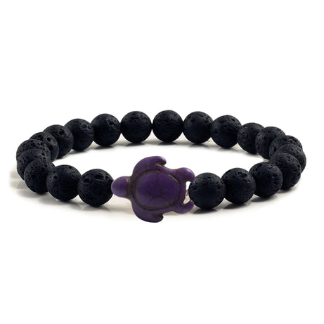 Summer Beach Sea Turtle Beads Bracelet for Men Charm Black Lava Natural Stone Strand Bracelets Elastic Women Boho Jewelry Gifts - Charlie Dolly