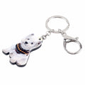 Bonsny Acrylic Cute Western Highland Terrie Dog Key Chains Keychain Ring Fashion Animal Jewelry For Women Girls Bag Car Charms - Charlie Dolly