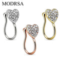 MODRSA 1Piece Heart With Gems Clip On Nose Ring Fake Non Piercing Septum Nose Clip Splint Crystal Nose Rings Hoop Body Jewelry - Charlie Dolly