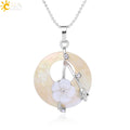 CSJA Colorful Natural Abalone Shell Pendants Necklaces White Pink Round Gems Beads Flower Zircon Women Charms Jewelry F873 - Charlie Dolly