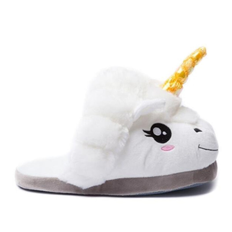 Size 36-41 Adult Unicorn Home Slippers Women Unicornio Pantufa Cute Shoes Cartoon Fur Unisex Indoor Chausson Licorne Chinelo k46 - Charlie Dolly