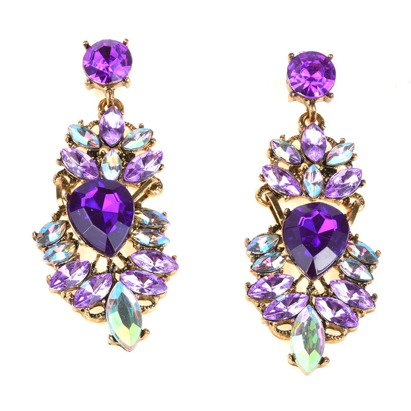 Boho Ethnic Water Crystal Drop Earrings Women's Jewellery Geometric Statement Long Dangle Earring Femme Indian Big Earring