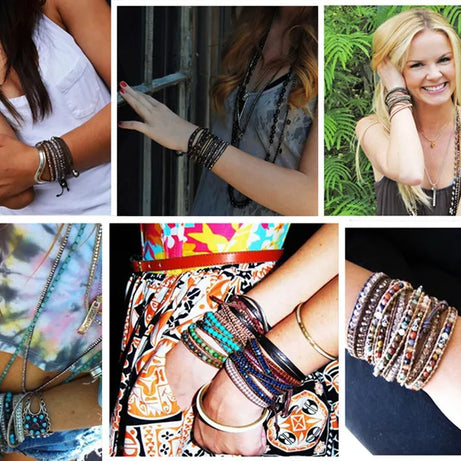 Amazonite Natural Stone Leather Wrap Bracelet
