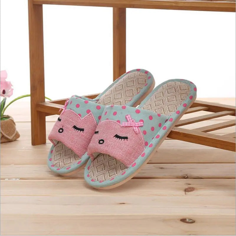 Men Hemp Glasses Home Slippers Man Slippers Cute Cat Lovers Home Slippers Indoor Plush Size House Shoes Man wholesale - Charlie Dolly