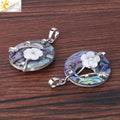 CSJA Colorful Natural Abalone Shell Pendants Necklaces White Pink Round Gems Beads Flower Zircon Women Charms Jewelry F873 - Charlie Dolly