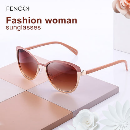 FENCHI Women Sunglasses DesignerTrendy Brand Vintage Pink Mirror Sun Glasses Ladies Cat Eye Eyewear Oculos Feminino De Sol