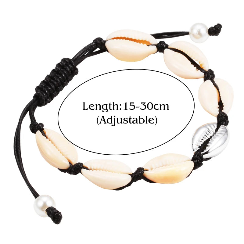 Hot Sell Handmade Shell Bracelet Boho Beach Natural Seashell Conch Beads Bracelets Women Jewelry Charm Cowrie Adjustable Bangles
