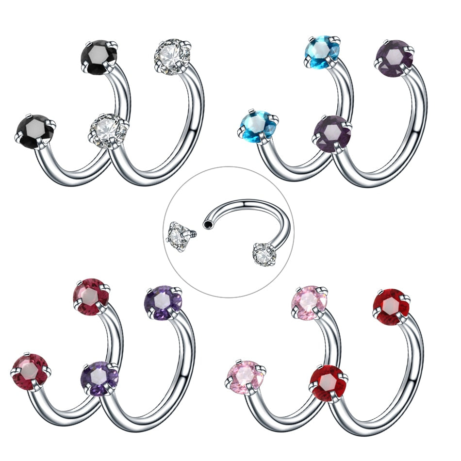 1Pc Crystal Nose Ring Barbells Horseshoe Ring Lip BCR Cartilage Earrings Tragus Piercing Helix Piercing Body Jewelry - Charlie Dolly