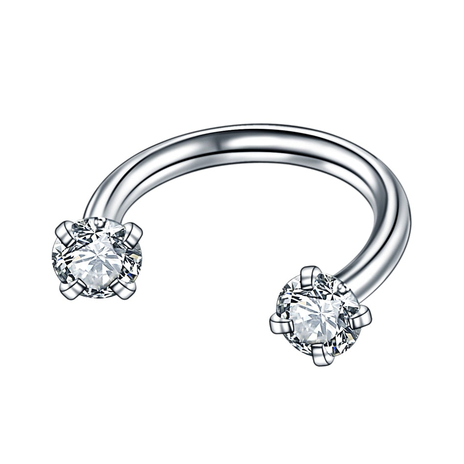 1Pc Crystal Nose Ring Barbells Horseshoe Ring Lip BCR Cartilage Earrings Tragus Piercing Helix Piercing Body Jewelry - Charlie Dolly
