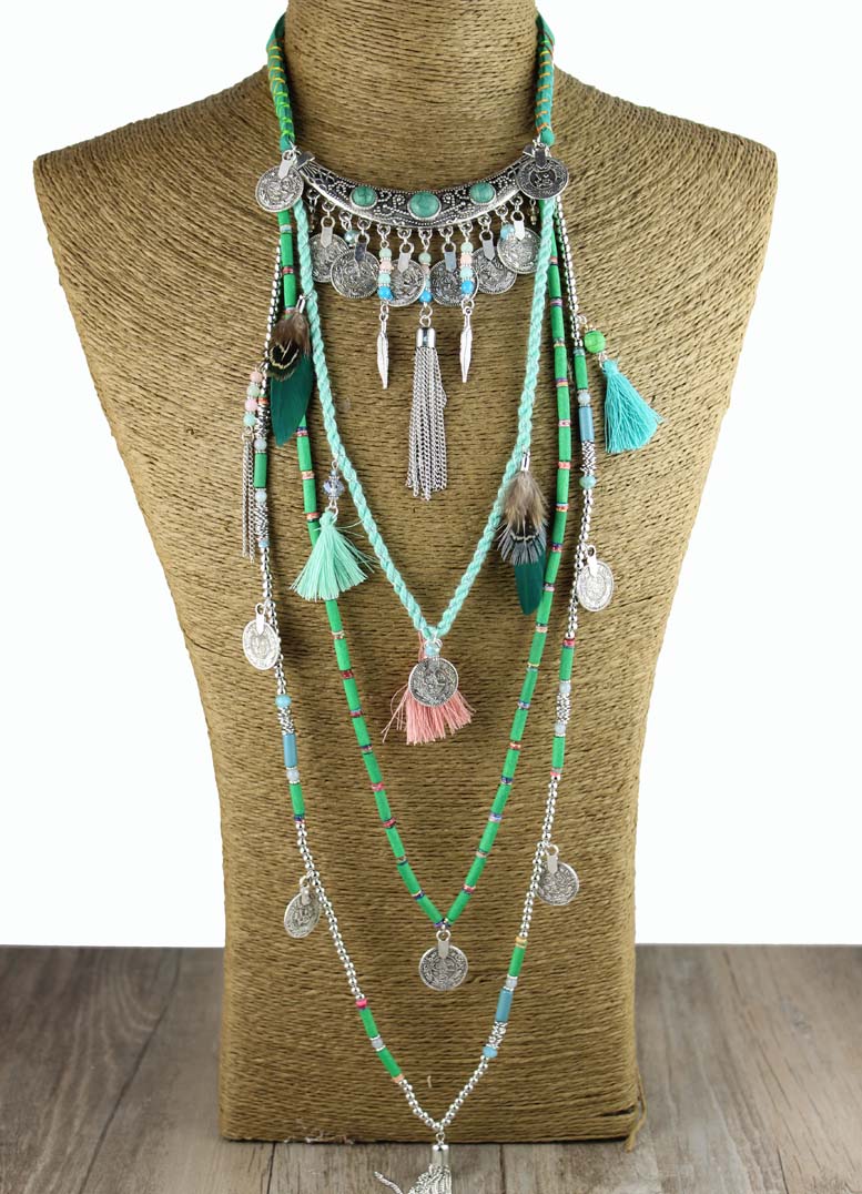 Gypsy Statement Vintage Long Necklace Ethnic jewelry boho necklace tribal collar Tibet Jewelry - Charlie Dolly