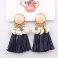 Bohemia Black Red Rope Fringe Tassel Earrings Long Drop Dangle Big Earrings Fashion Earrings for Women - Charlie Dolly