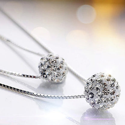 Simple Elegant Rhinestone Necklaces Fashion Jewelry Double CZ Crystal Ball Statement Pendants Necklaces For Woman Gift