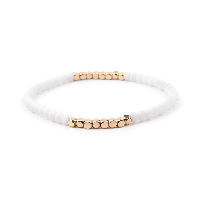 BOJIU Multicolor Crystal Strand Bracelets For Women Gold Acrylic Copper Beads Pink White Black Gray Crystal Bracelet Femme BC226 - Charlie Dolly