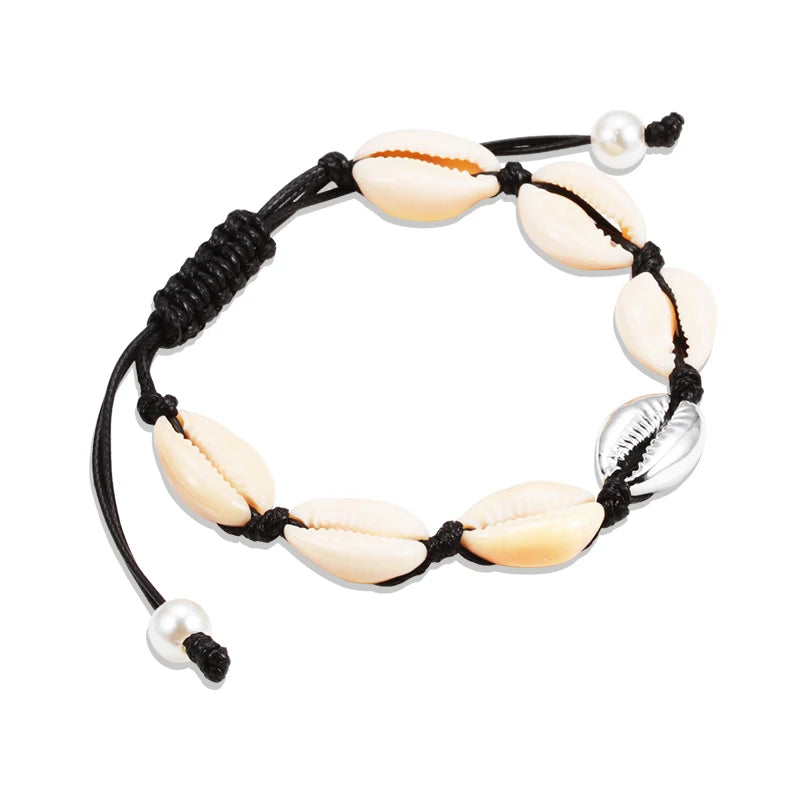 Hot Sell Handmade Shell Bracelet Boho Beach Natural Seashell Conch Beads Bracelets Women Jewelry Charm Cowrie Adjustable Bangles